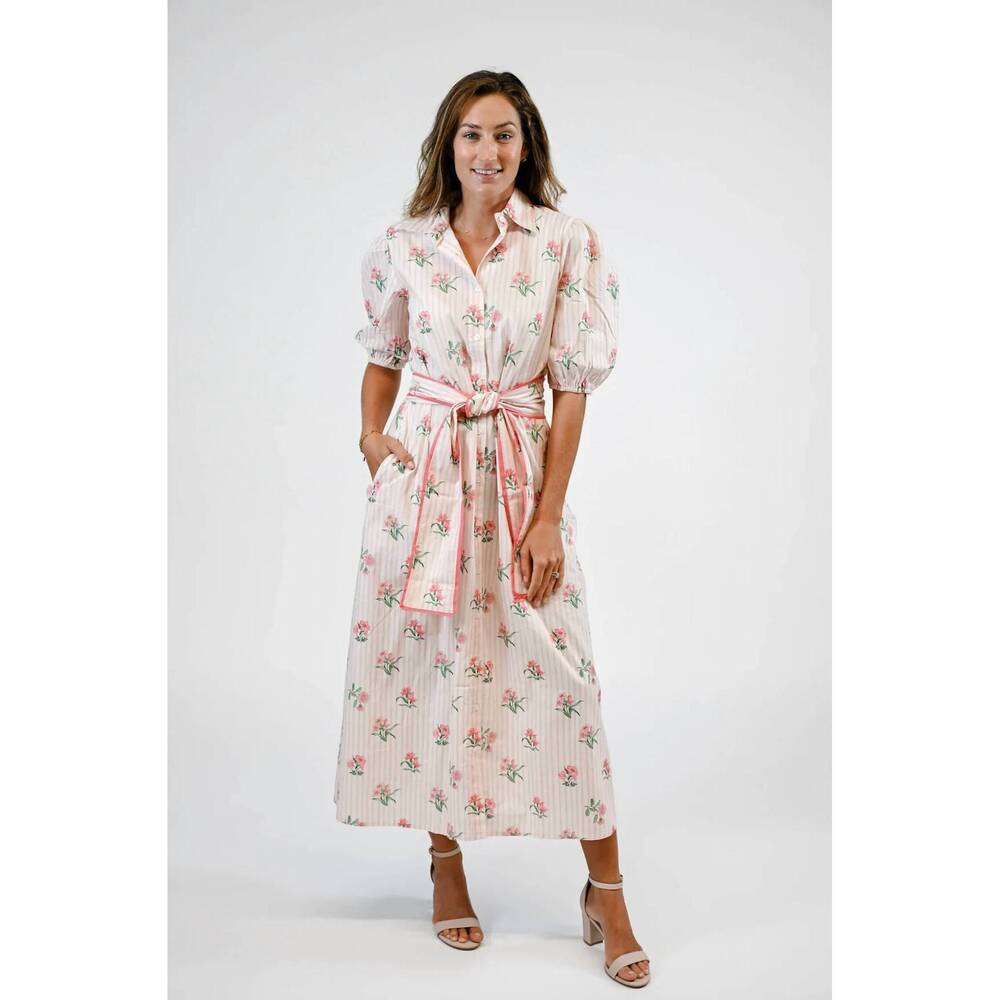 NEW MARIGOLD leilia puff sleeves dress in garden stripes